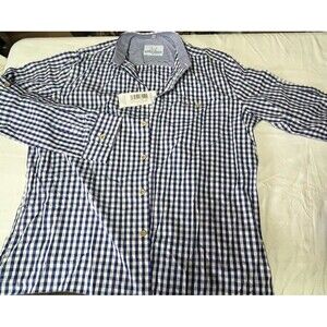 Bavaria Trachten Shirt Mens XXL Blue Gingham Oktoberfest Roll Tab Sleeve Stag